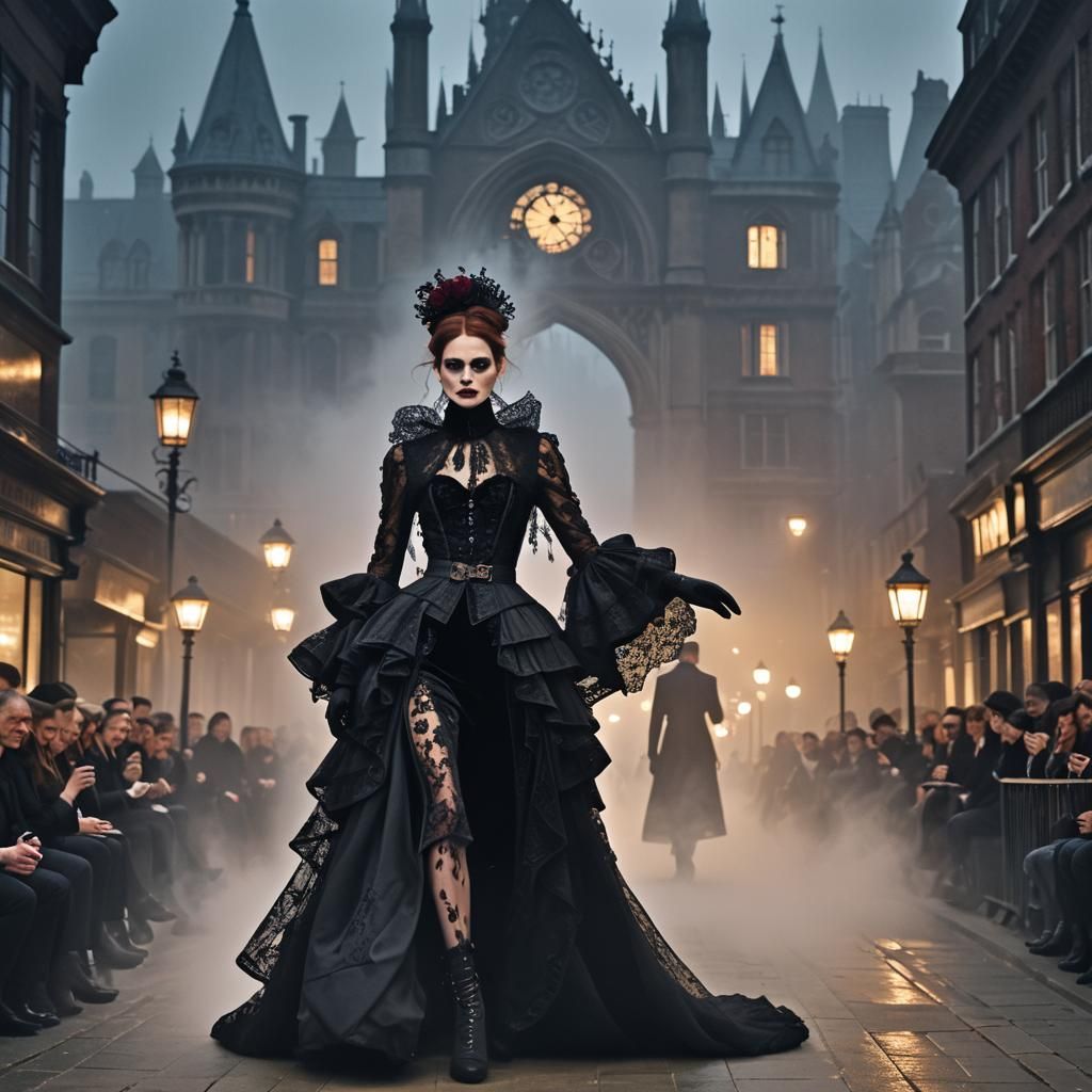 Gothic Fashion at London Fashion Week in Dramatic Expression...