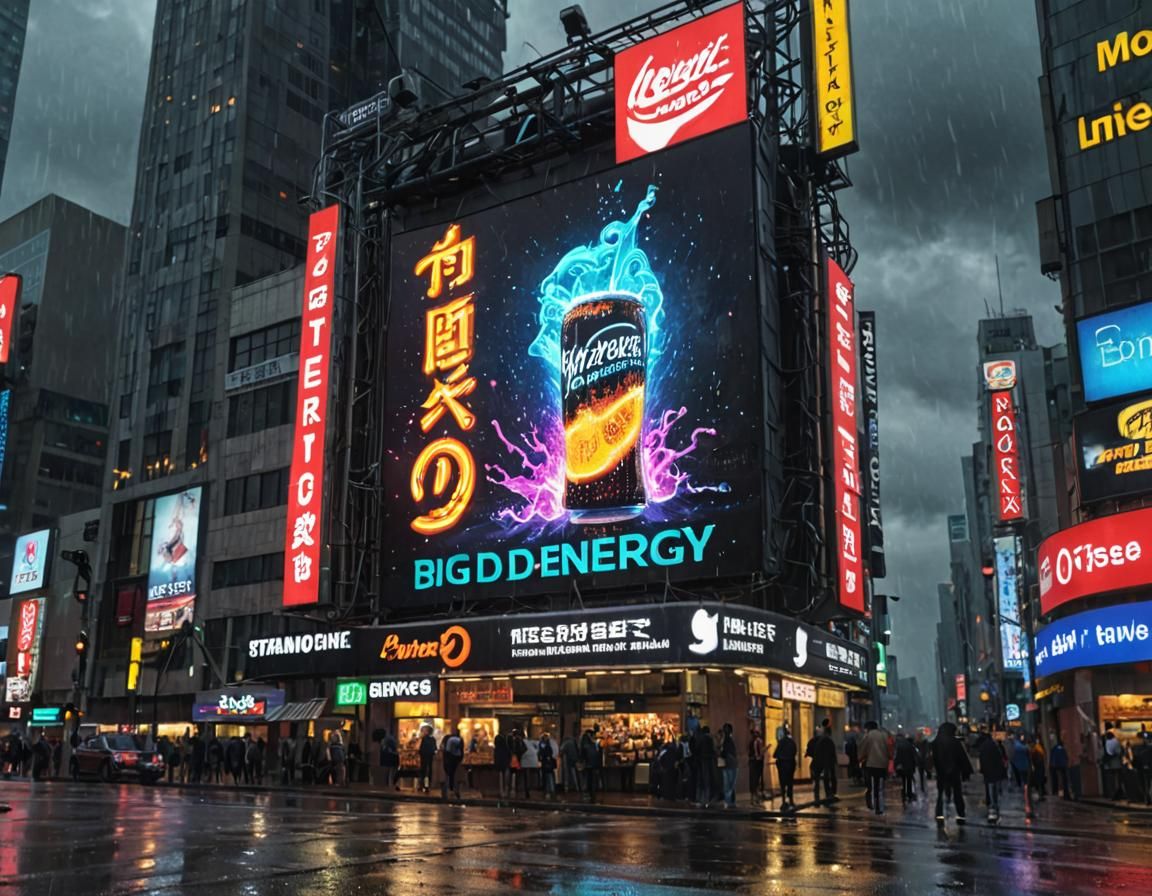 Energetic Cyberpunk Soft Drink Billboard