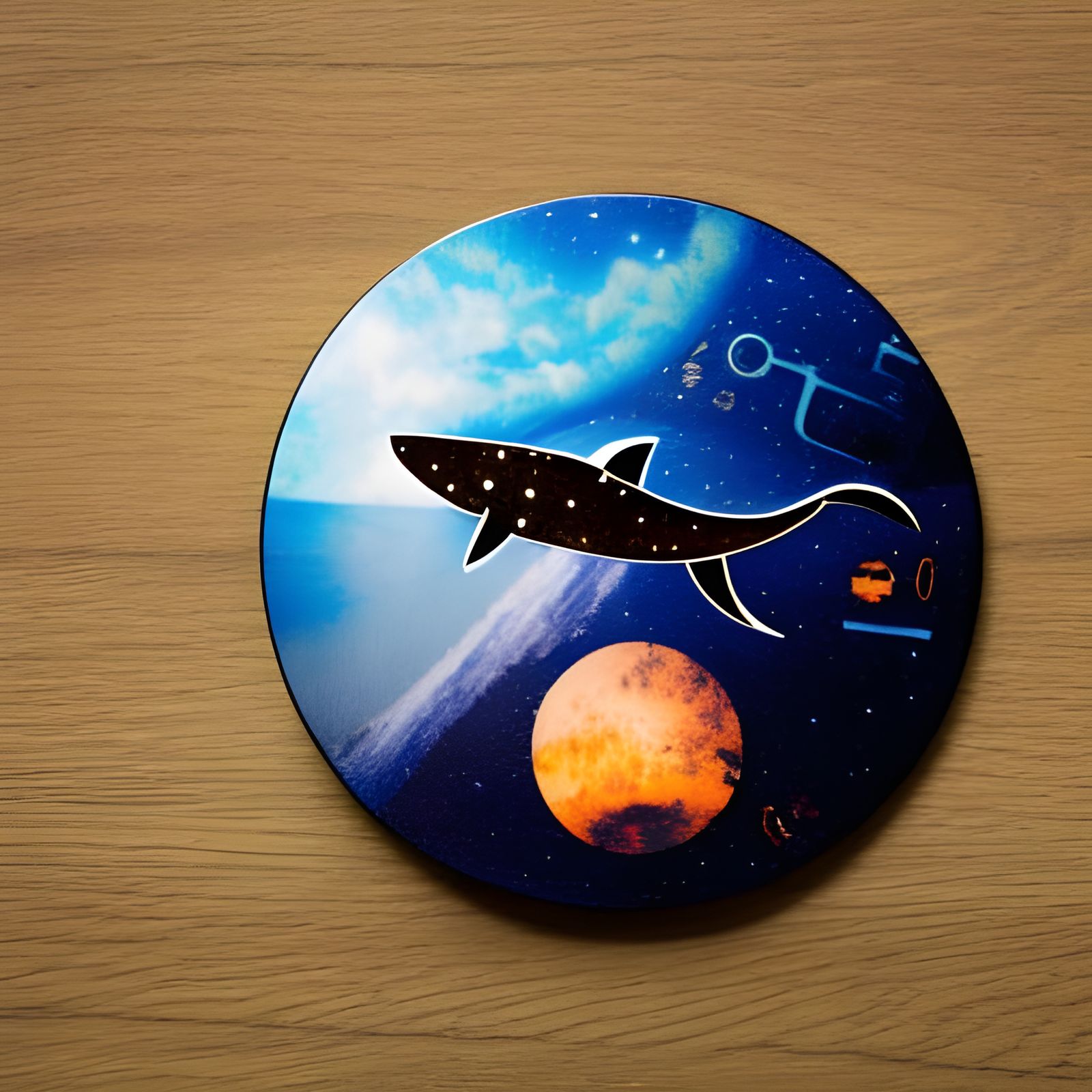 Steampunk Whale Robot with Flat World in Cosmos