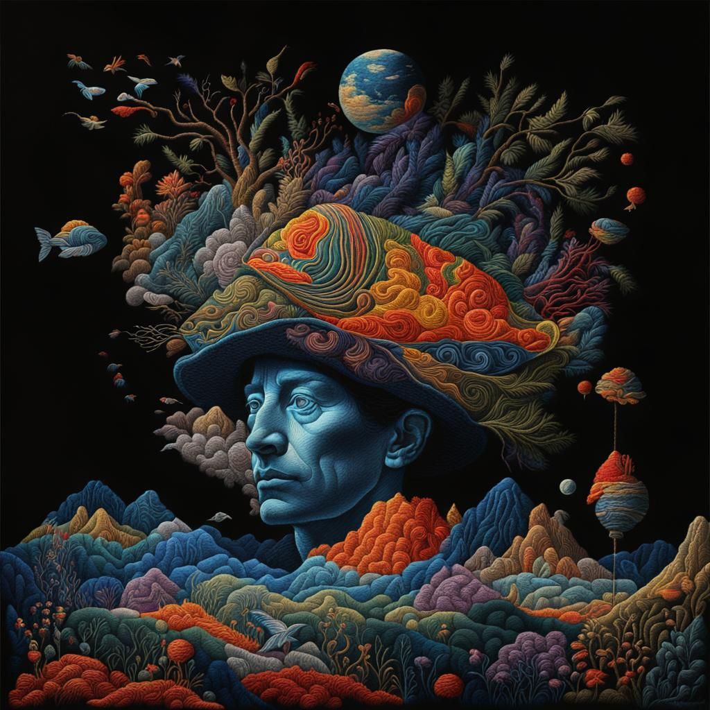 Surreal Tapestry Design with Rembrandt Lighting