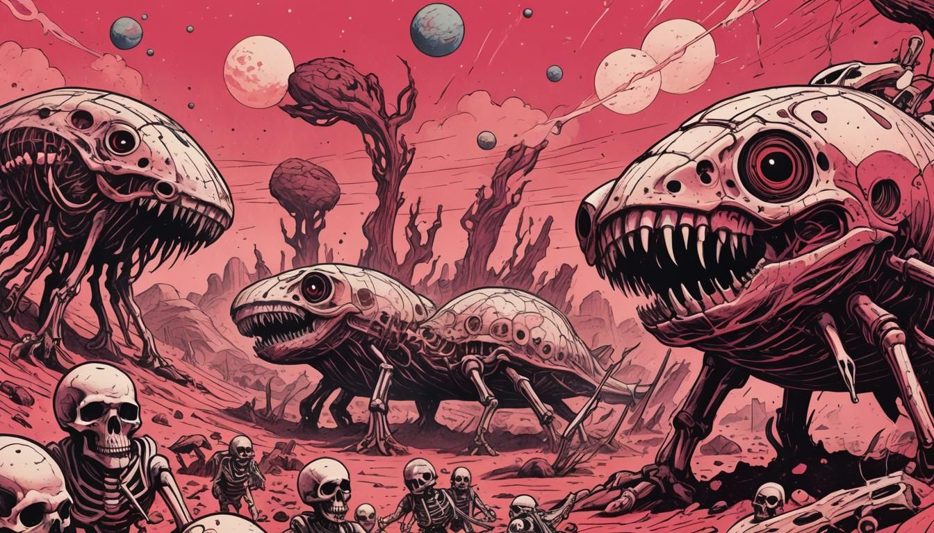 Martian Whale Graveyard in Polish Comic Style