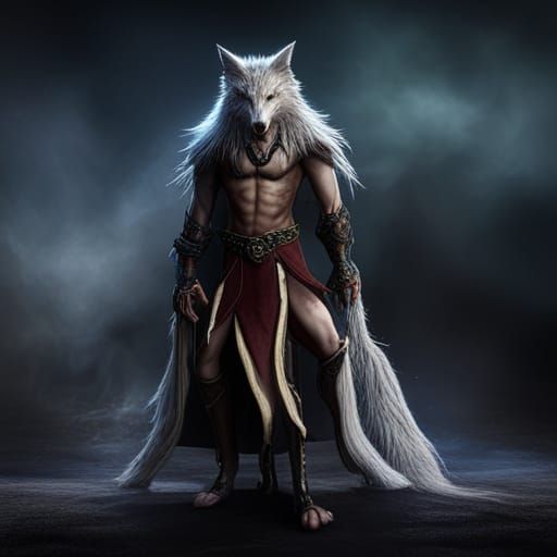 Evil Wolf Shifter Wizard in Detailed Matte Painting