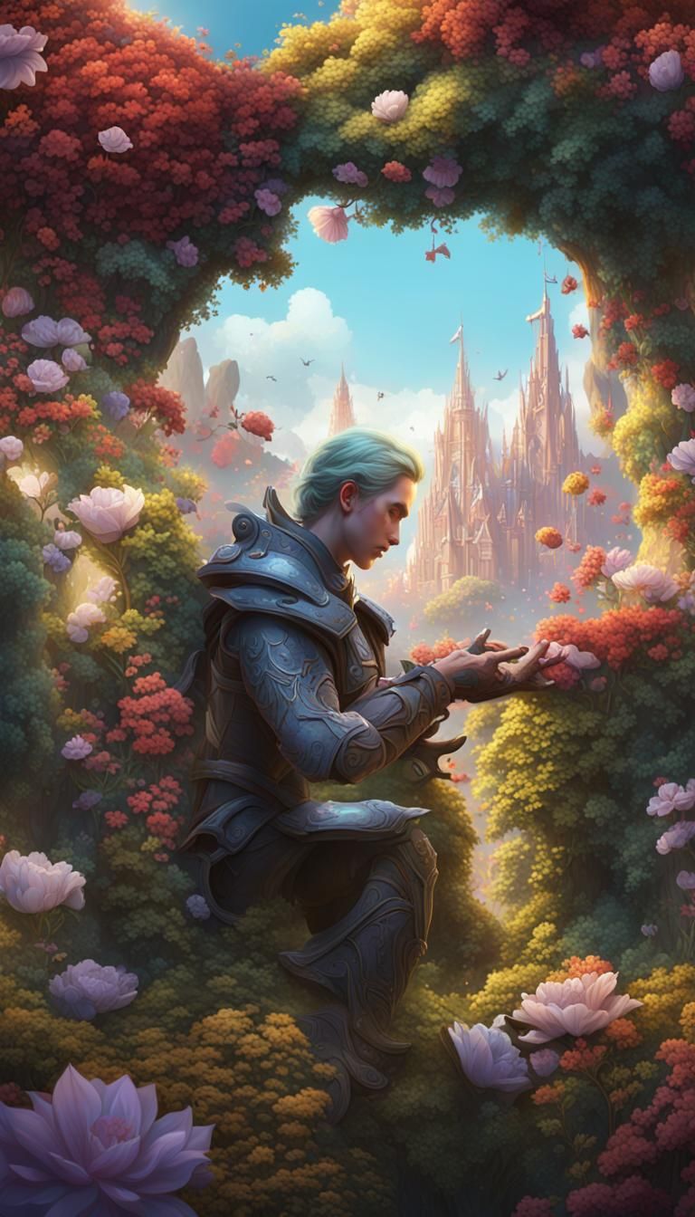 Fantastical Floral Matte Painting in Deep Color