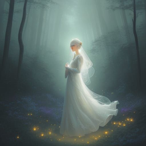 Serene Woman in Mystical Forest