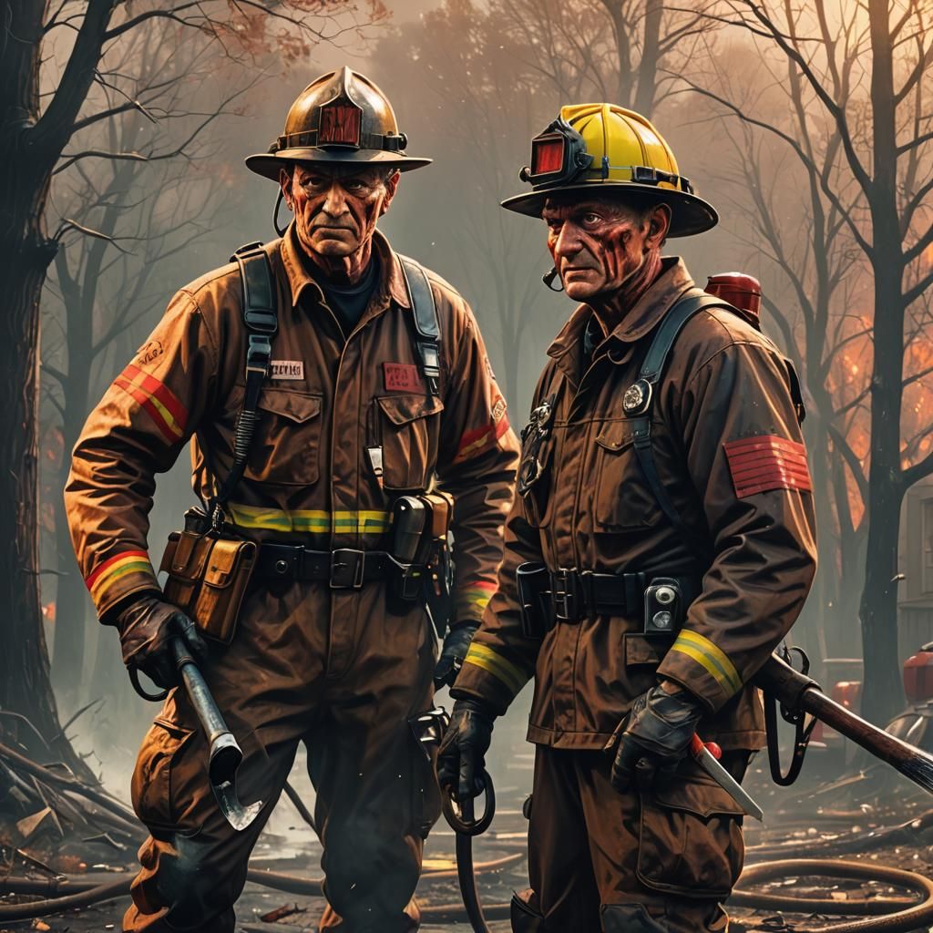Freddy Krueger as Fireman in Hyperrealistic Splash Art