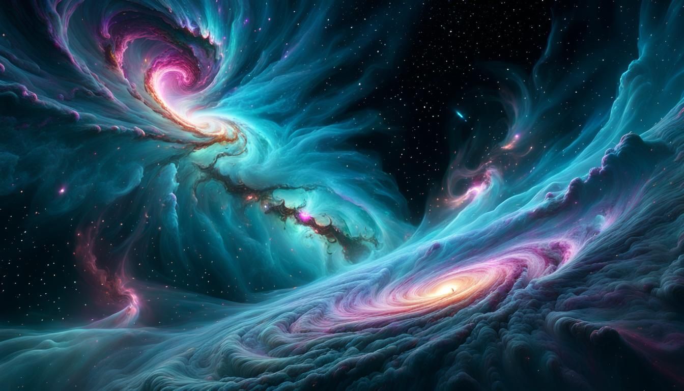 Colorful Nebula: Birthplace of Galaxies in Space