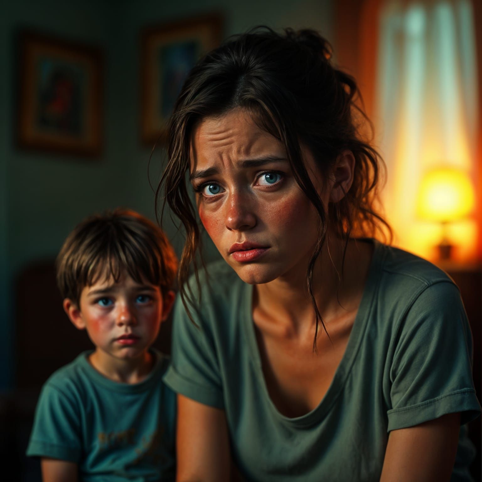 Emotional Divorce Scene in Hyperrealistic Mixed-Media