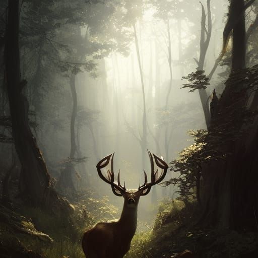 Hidden Deer: Dark Fantasy Concept Art