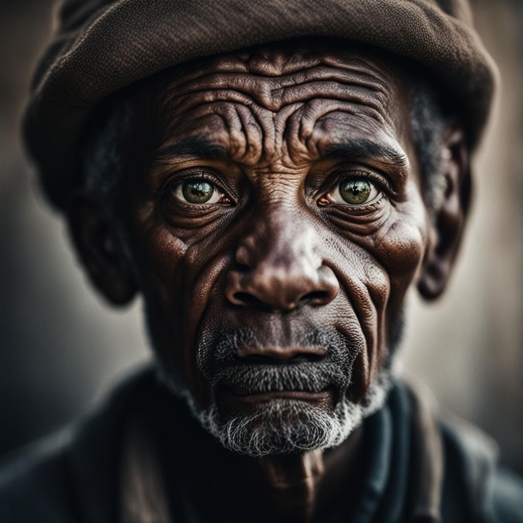 Striking Close-Up Portrait with Ambient Lighting