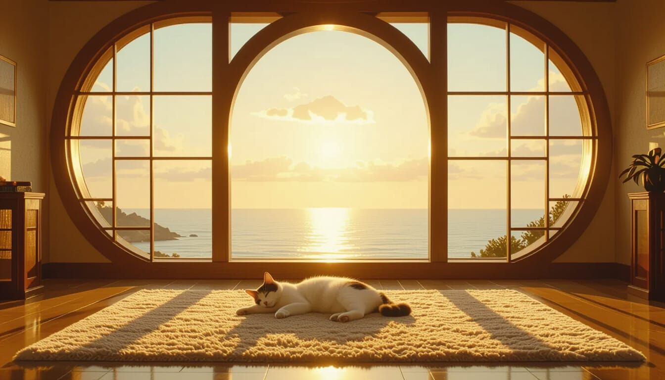 Cat Nap in Art Deco Style