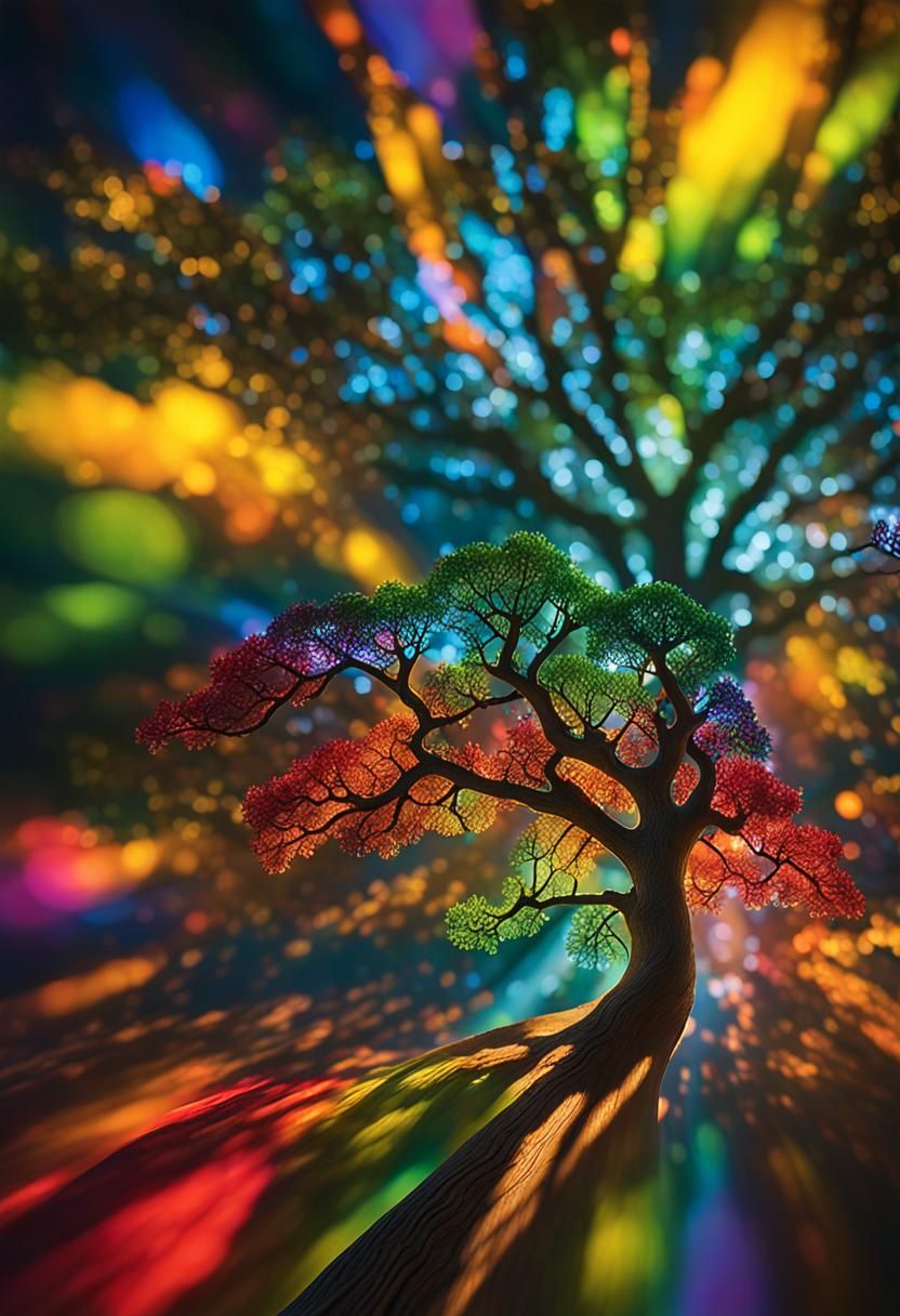 Glass Fiber Oak Tree in Refracted Light