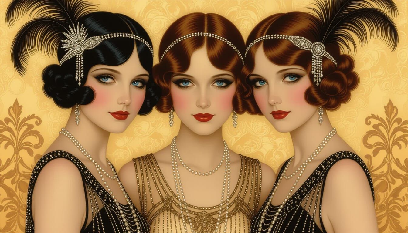 Elegant Sisters in 1920s Flapper Style