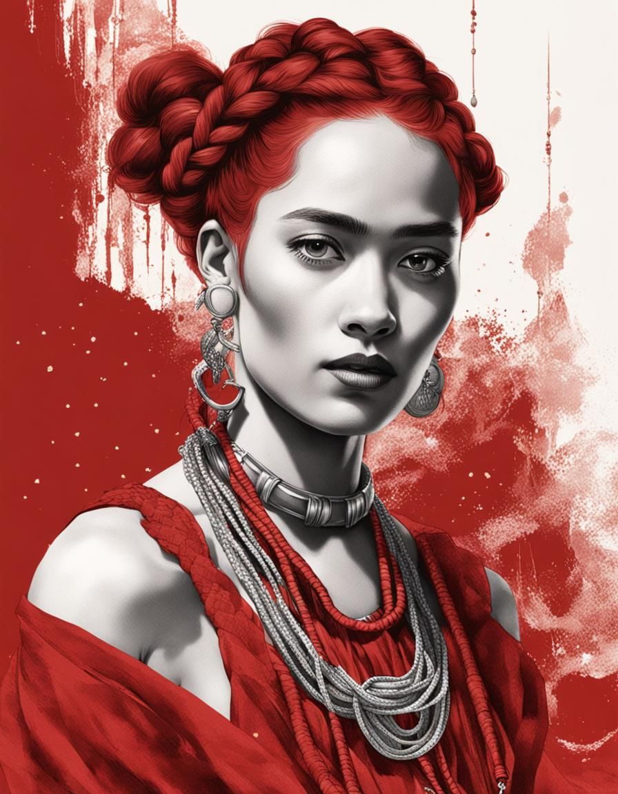 Cherry Red Woman in Handcrafted Setting