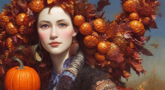 Witch with Autumn Wreath at October Festival