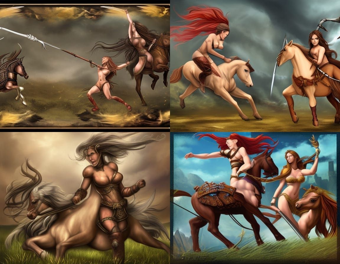 Epic Battle: Headless Centaur Warrior Woman