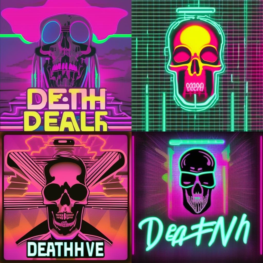 Synthwave Death with Neon Retro Elements