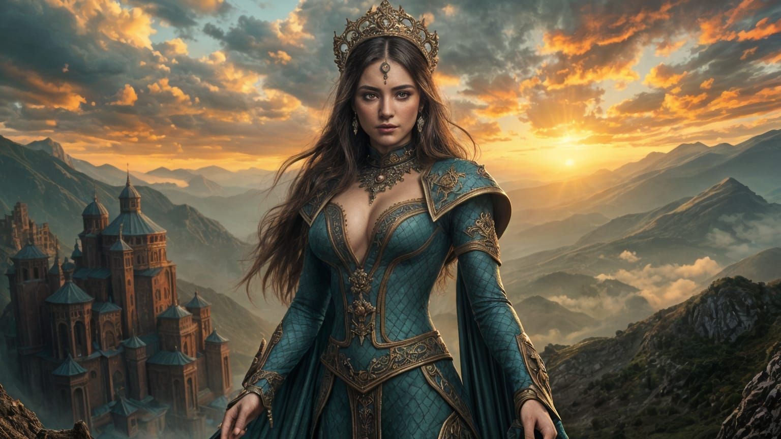 Hyperrealistic Dragon Queen Portrait: Digital Matte Painting