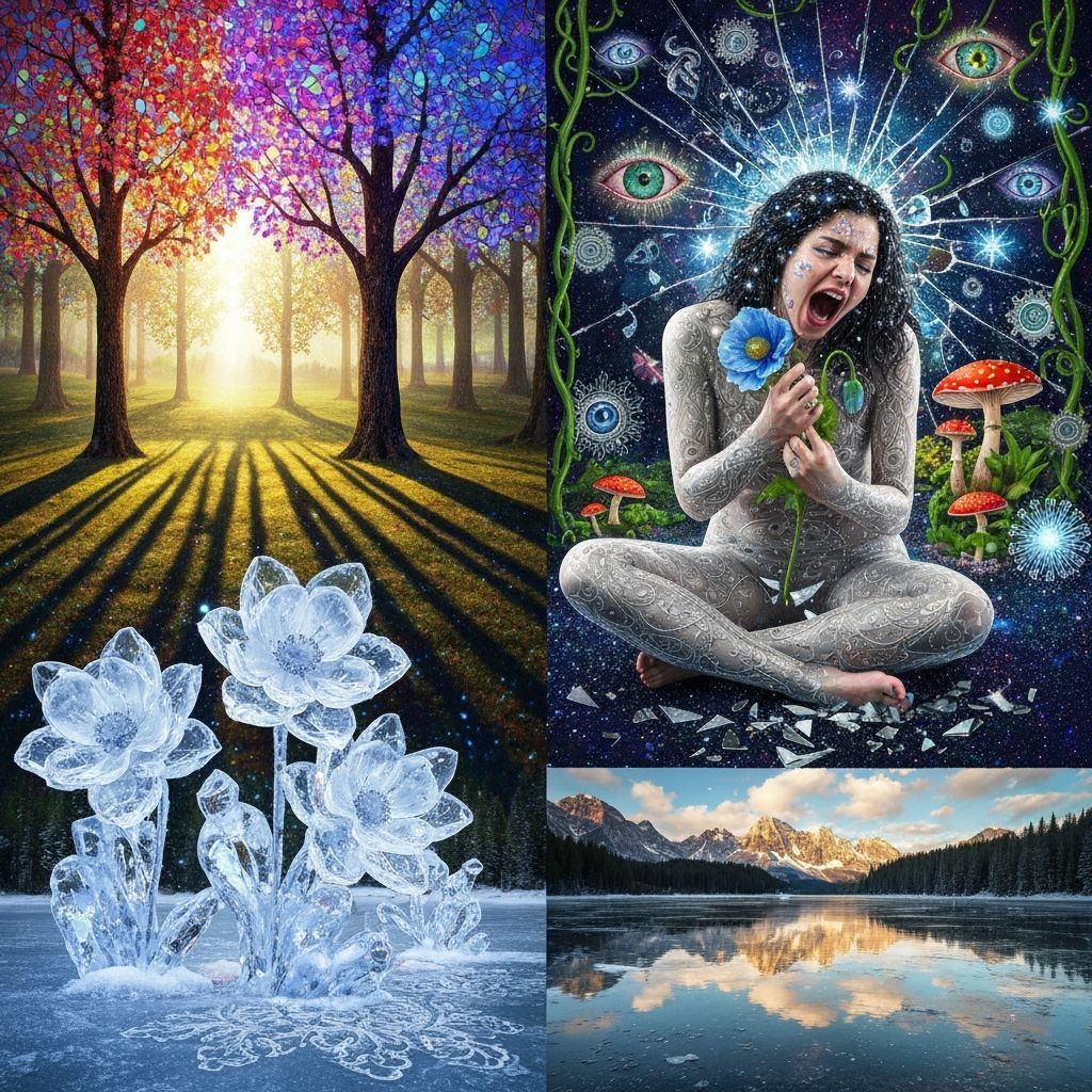 Stained Glass Forest Glade with Astral Sky