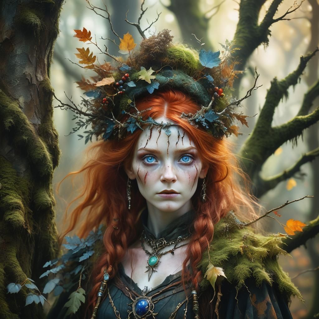 Earthy Forest Witch in Golden Light