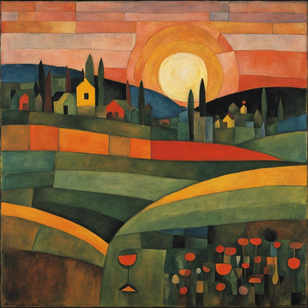 Landscape with Setting Sun