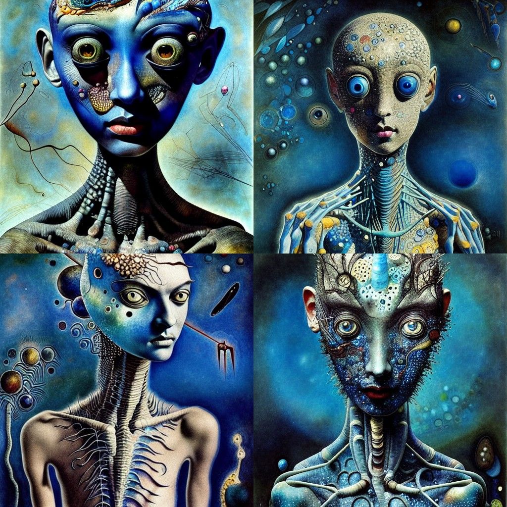 Crystalline Humanoid Hybrid in Hyperrealistic Mixed Media