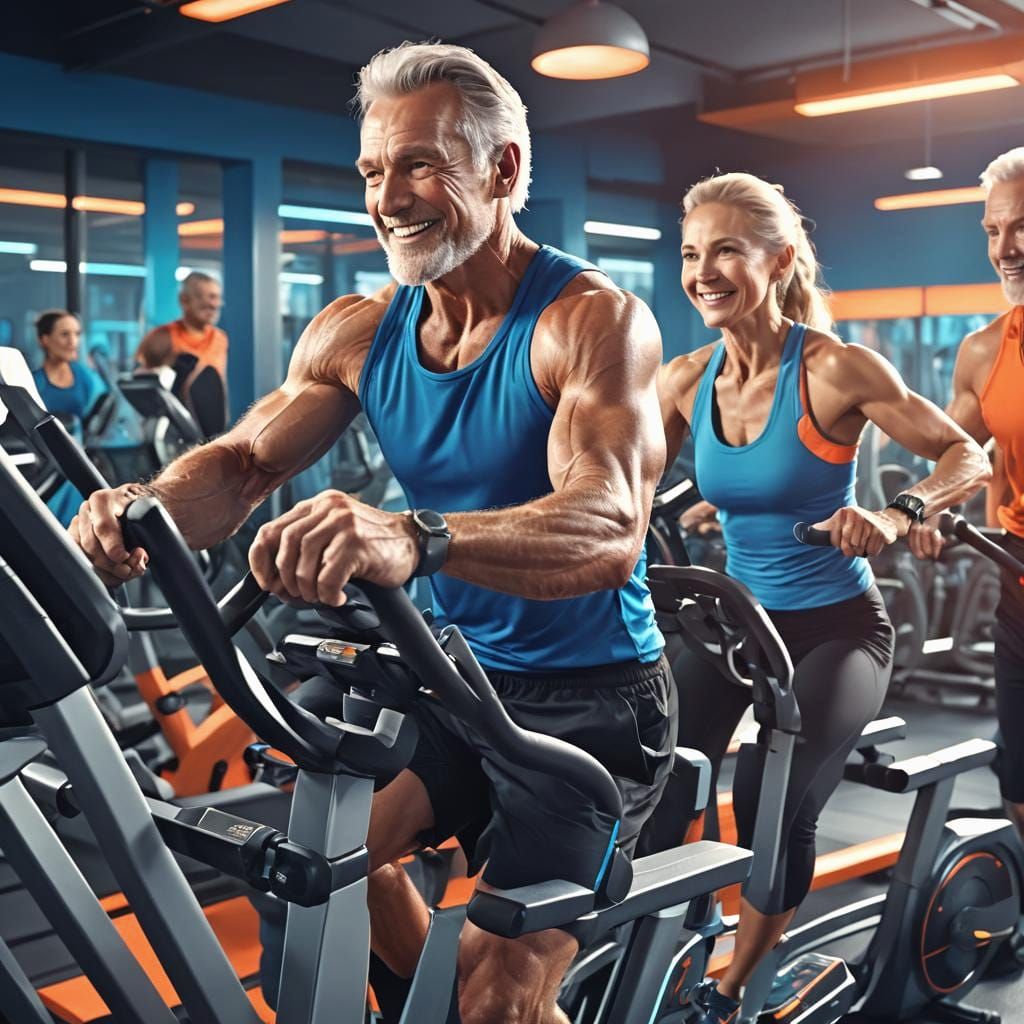 Smiling Couple Working Out in Gym: Hyperrealistic Art