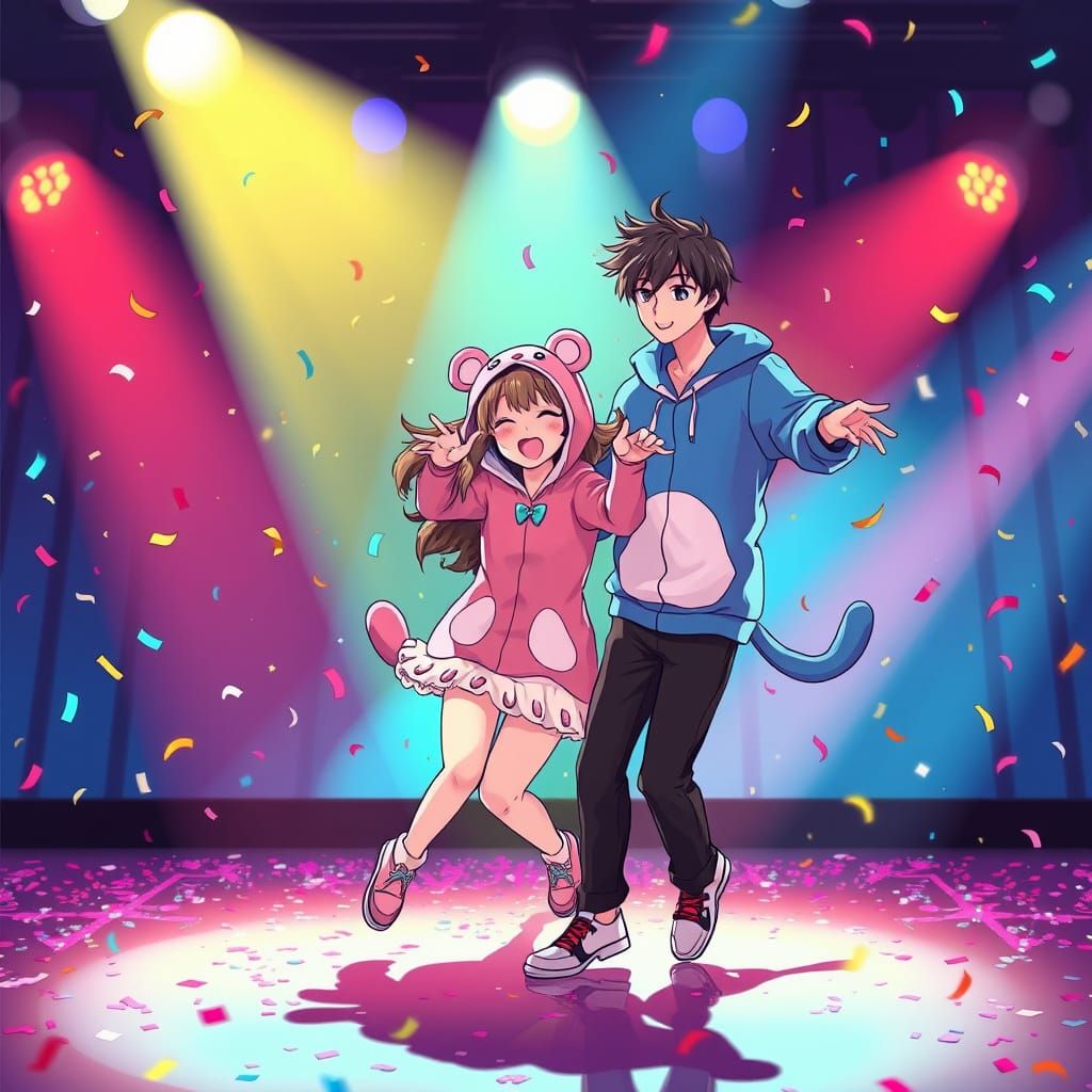 Anime Couple Dancing in Cute Animal Costumes