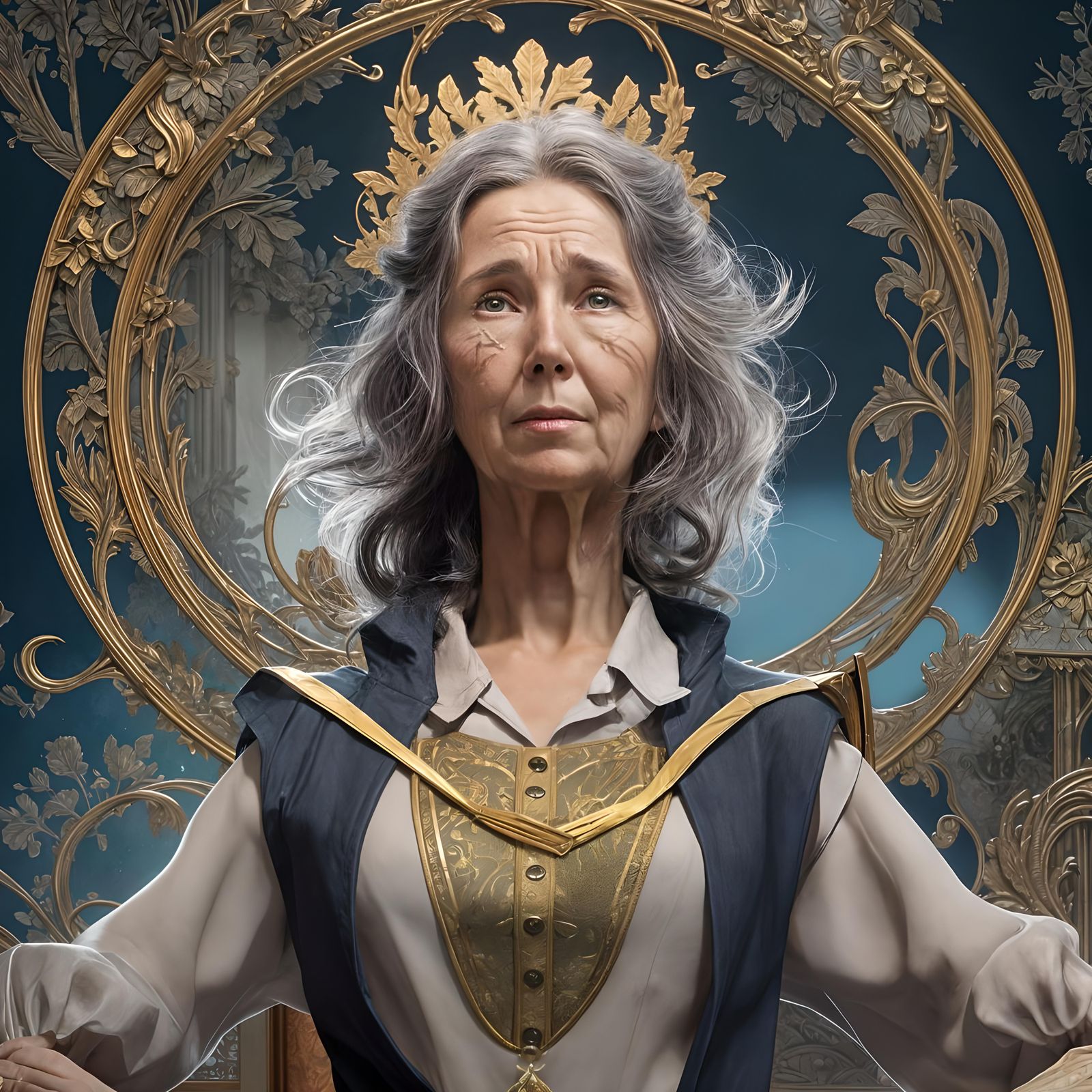 Fantasy Grandmother Portrait for Video Game, Detailed Art