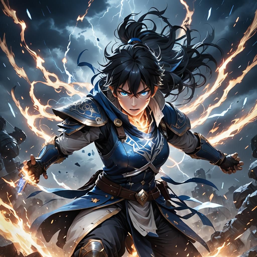 Protagonist Unleashes Power in Anime Battle