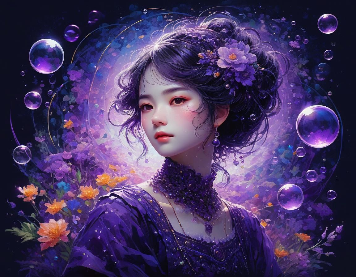 Ethereal Abstract Floral Art in Purple Hues