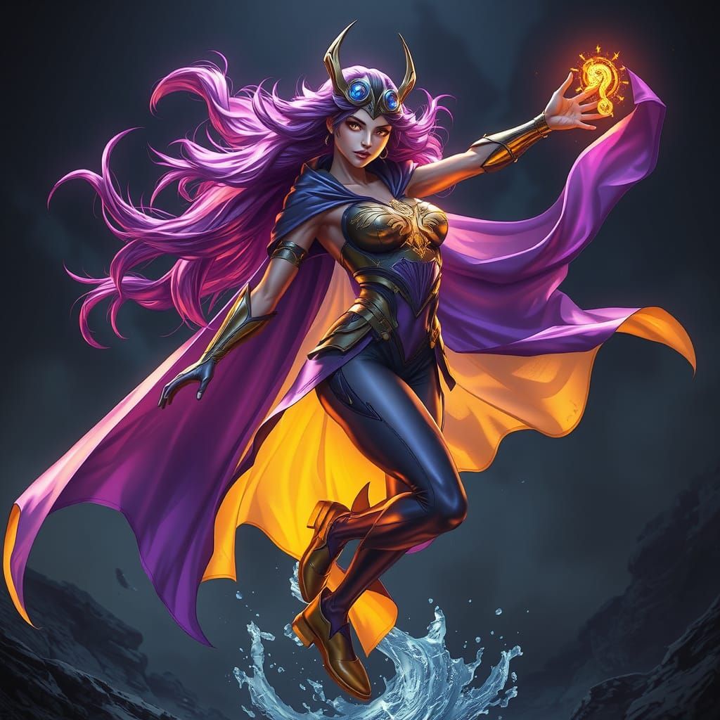Majestic Pisces Superhero in Dark Fantasy Action Pose