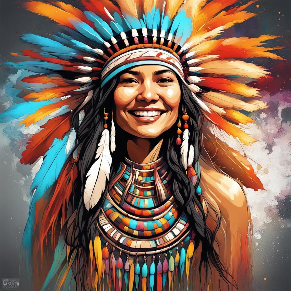 Native American Woman: Abstract Fractal Portrait