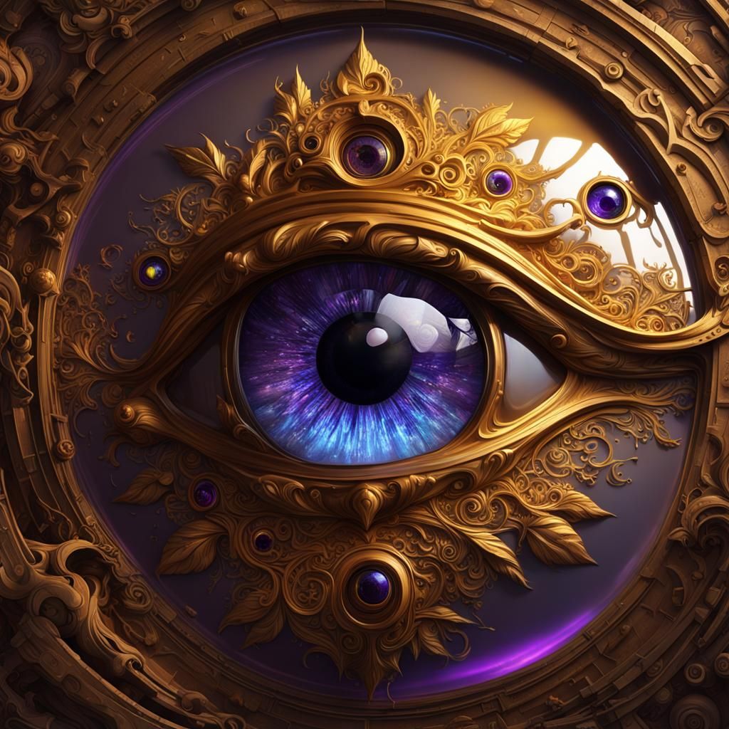 Detailed Reflective Eye in Dark Fantasy Style