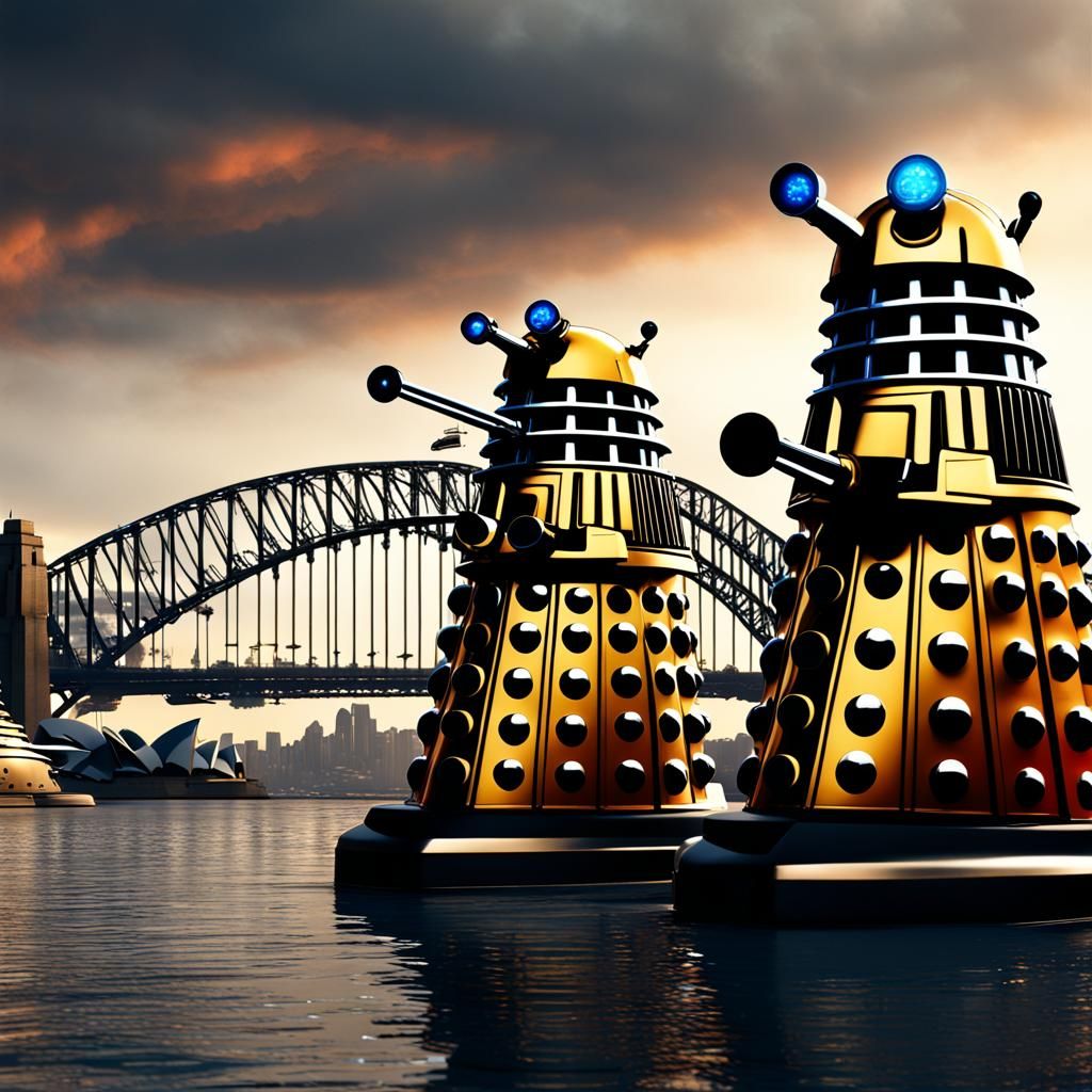 Daleks Invade Sydney Harbour: Detailed Matte Painting