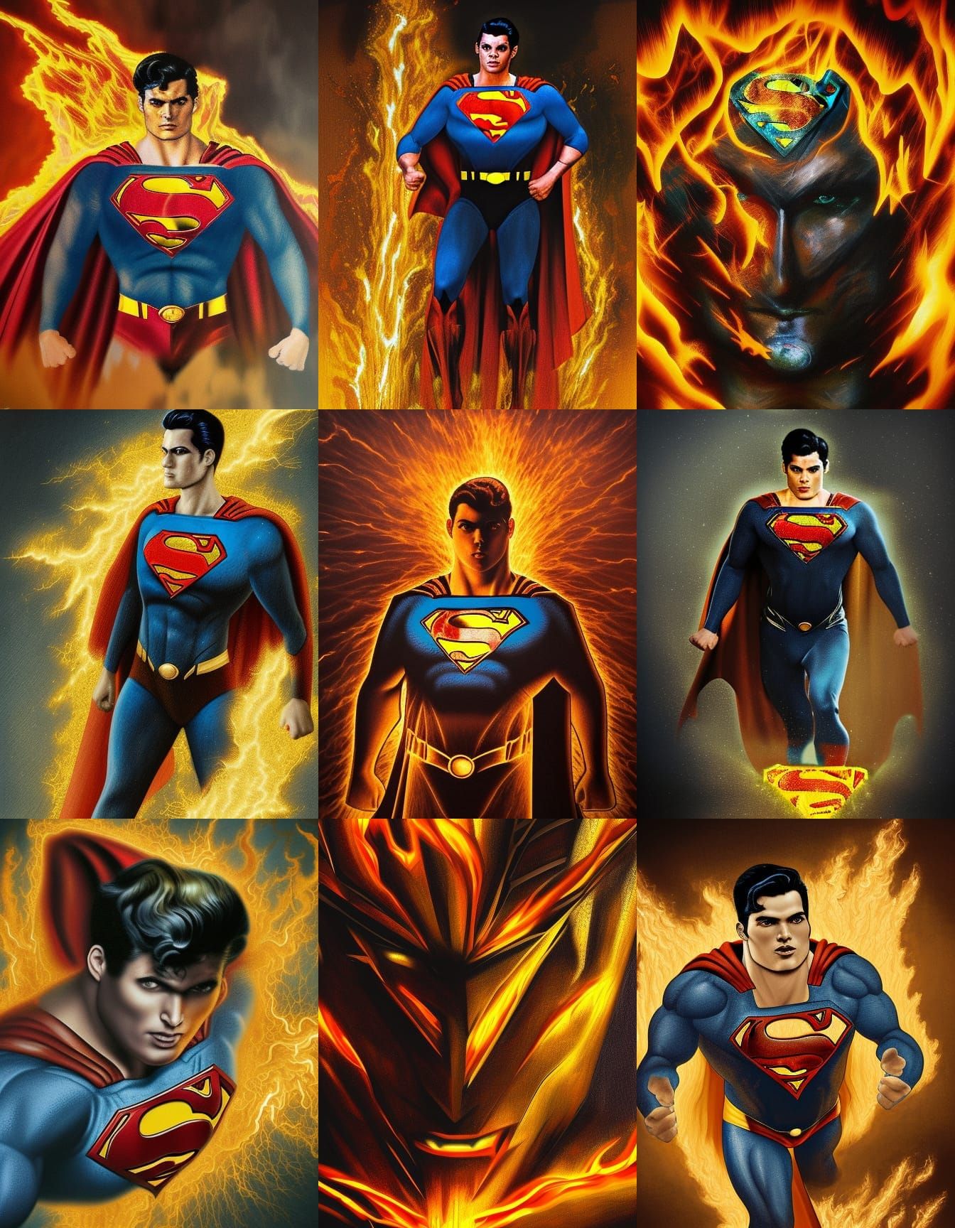 Molten Rock Superman in Photorealistic Tenebrism Style