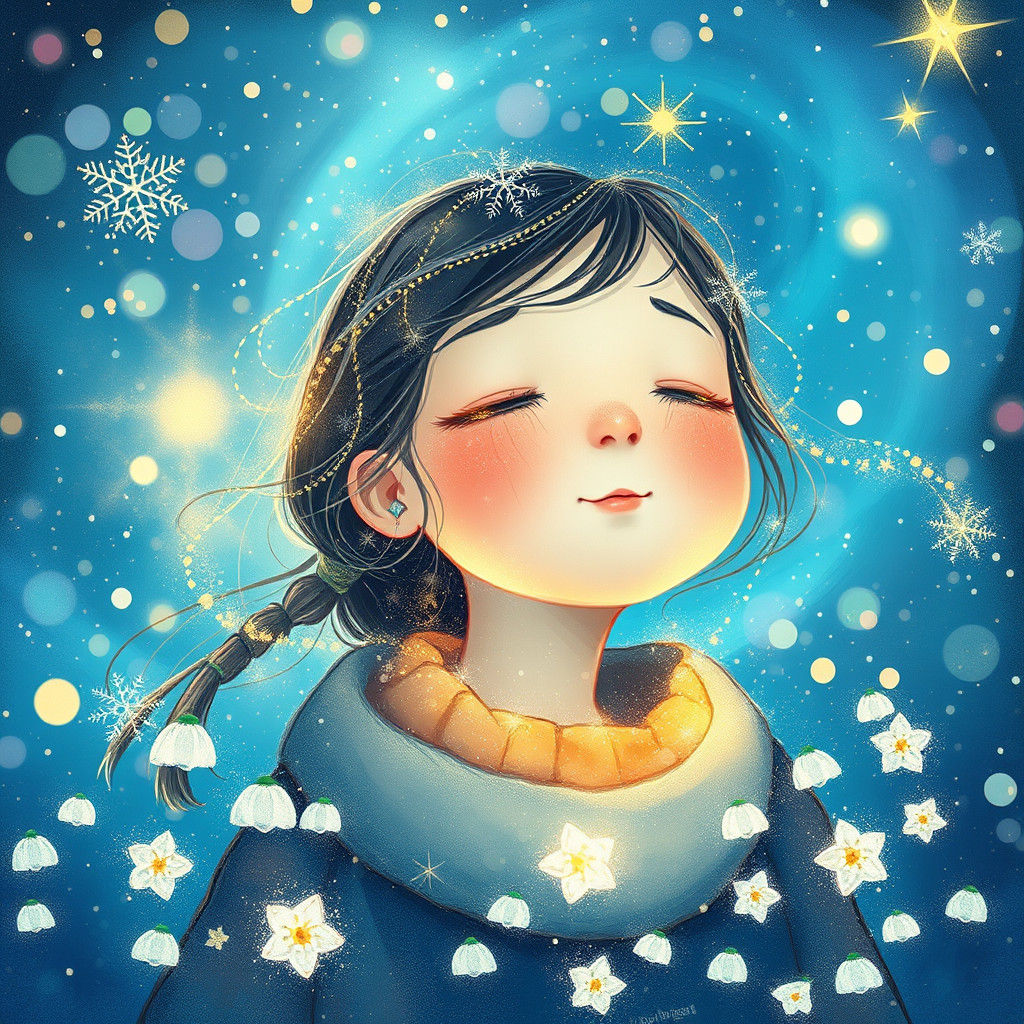 Girl's Celestial Dream in Winter Galaxy