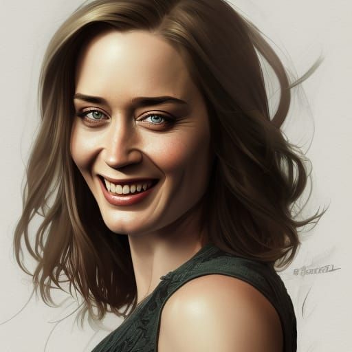 Smiling Woman Portrait in Hyperdetailed Digital Art Style