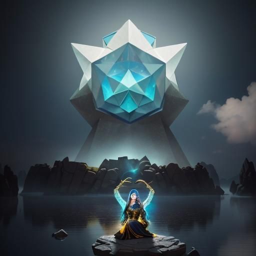 Witch Frees Dragon God with Song, Sepia Tone Photo