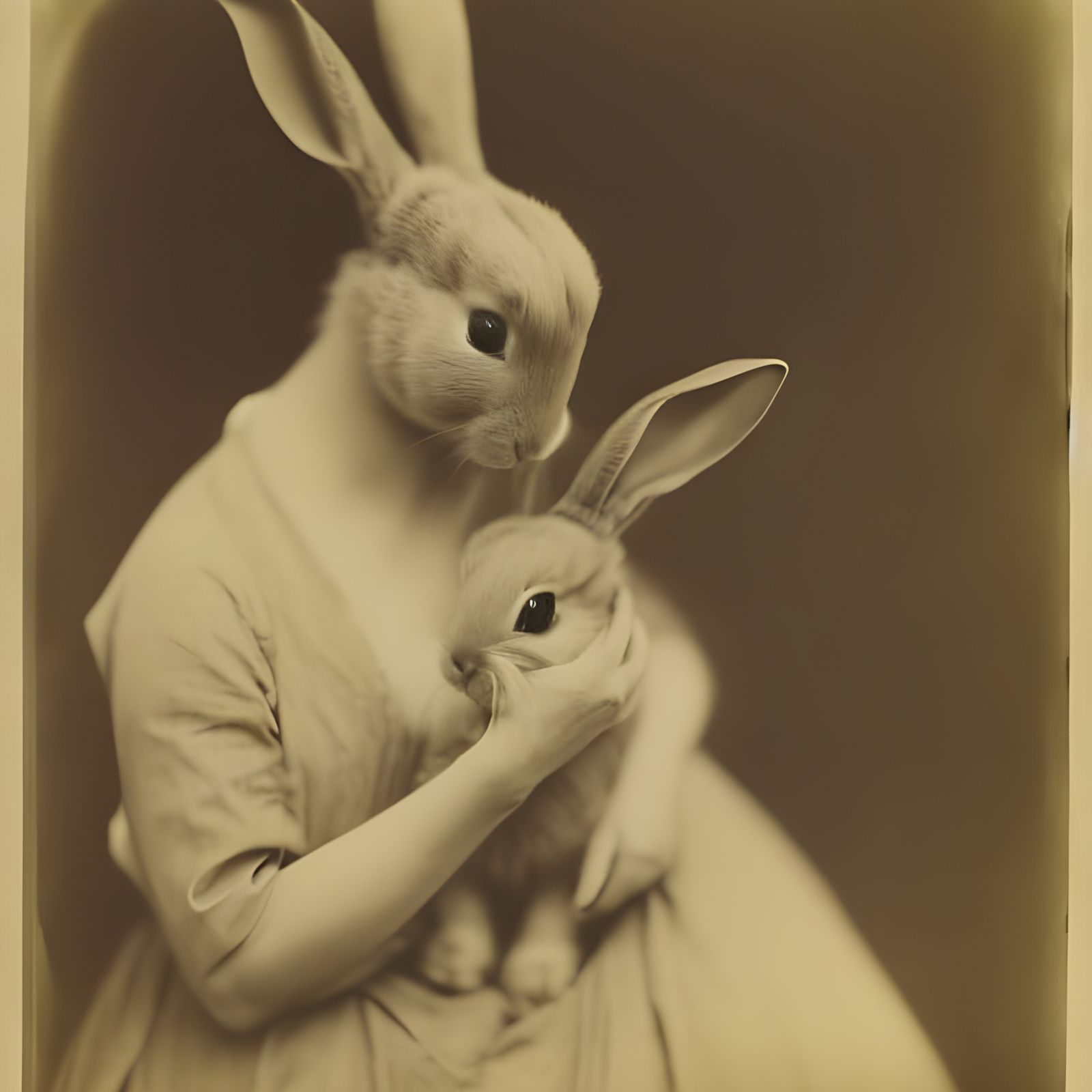 Charming Fursona Bunny Portrait in Vintage Style
