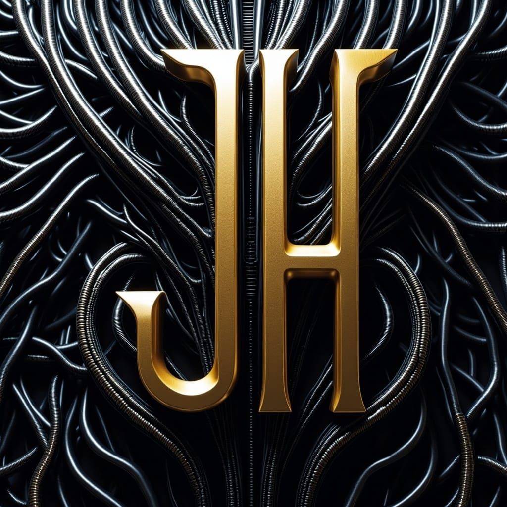 Metallic Biopunk Monogram of Interlocking Letters