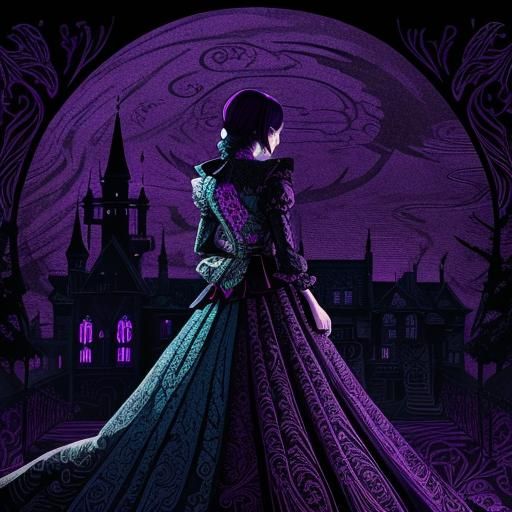 Psychedelic Anime Mansion in Neon Colors