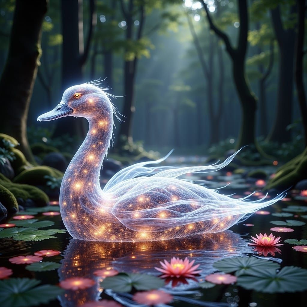 Radiant Duck Gliding on Tranquil Pond