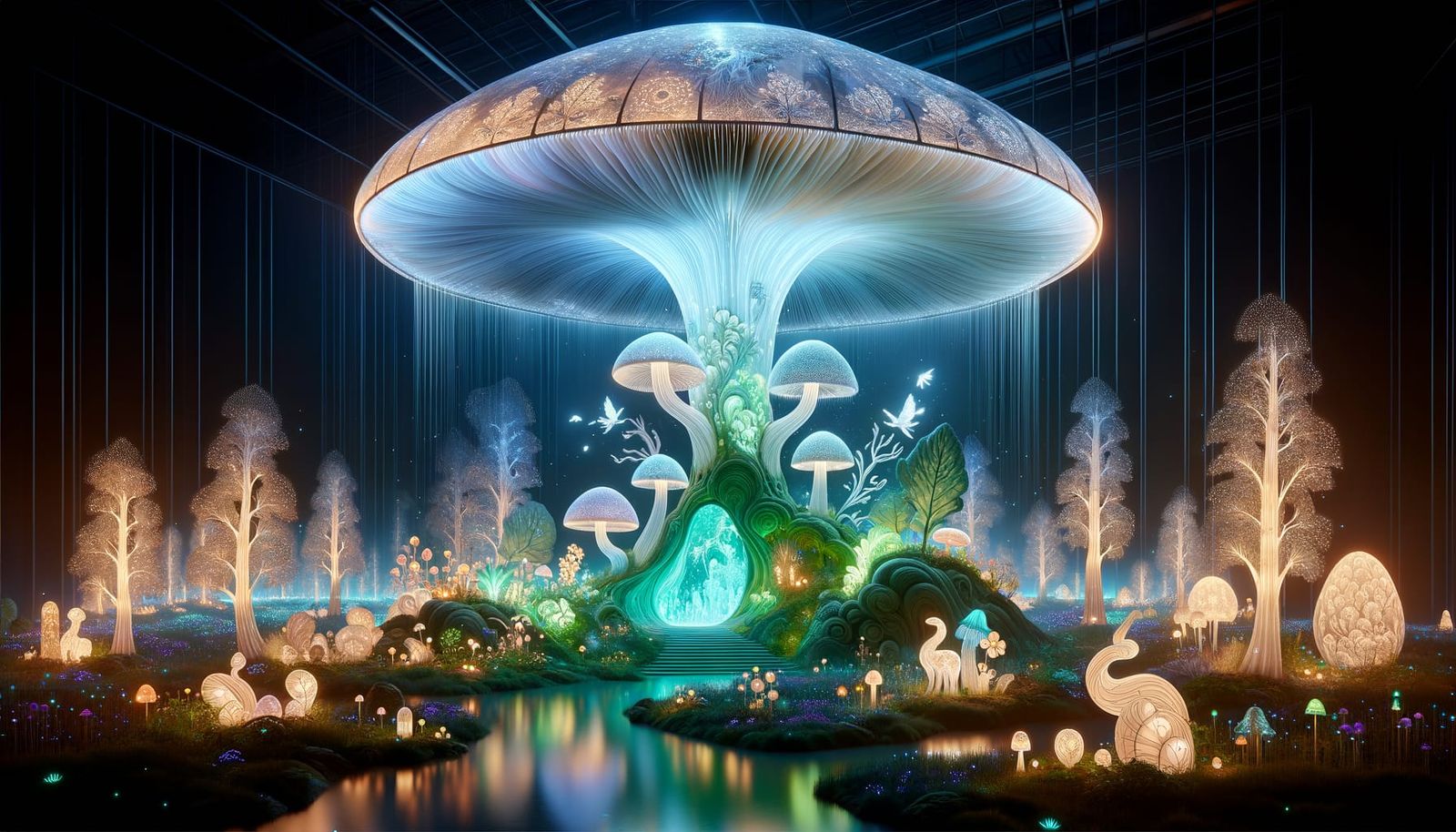 Enchanted Forest Fairytale Scene Inside Mushroom