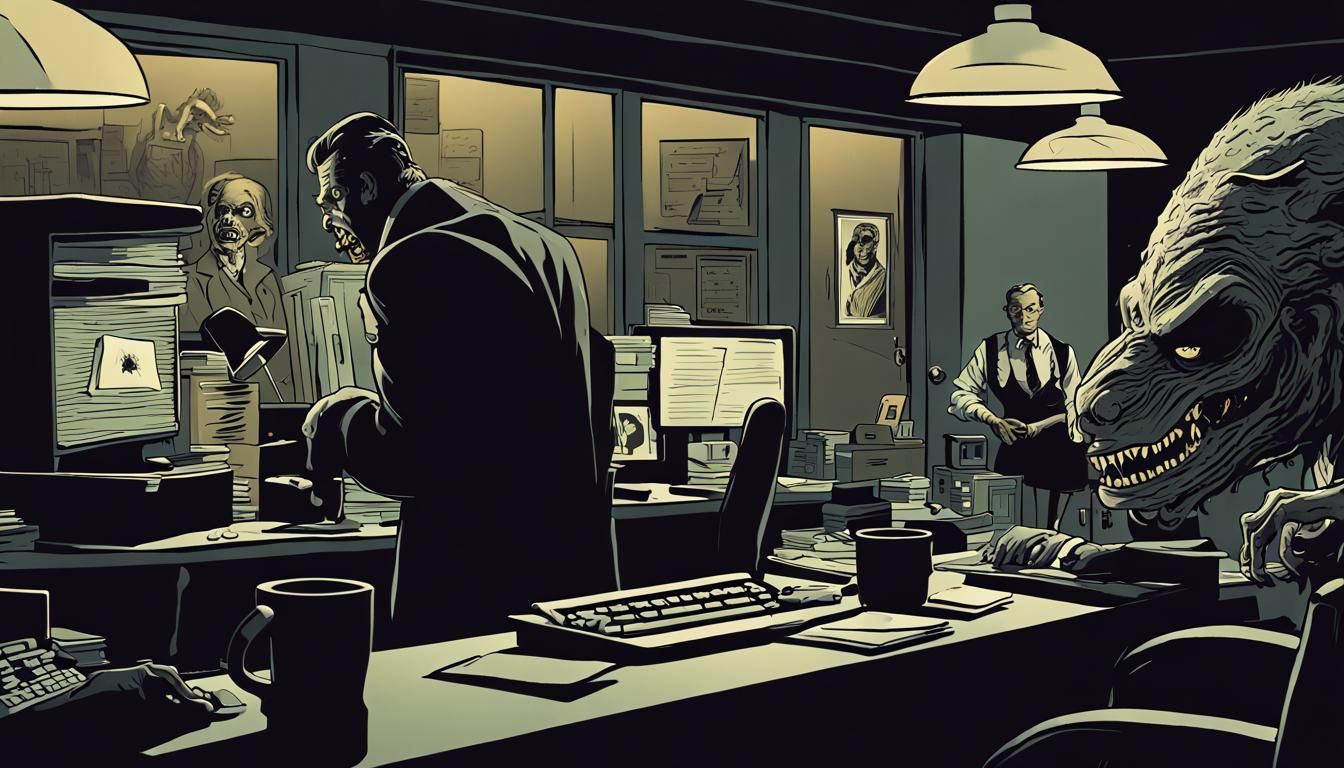 Monsters Work Overtime in Film Noir Office