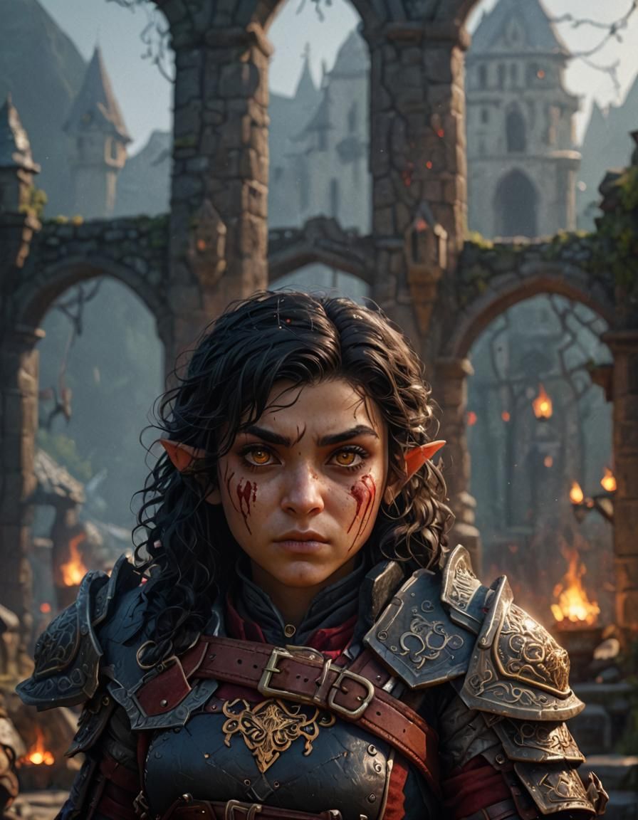 Halfling Blood Hunter Portrait in Detailed Matte Painting