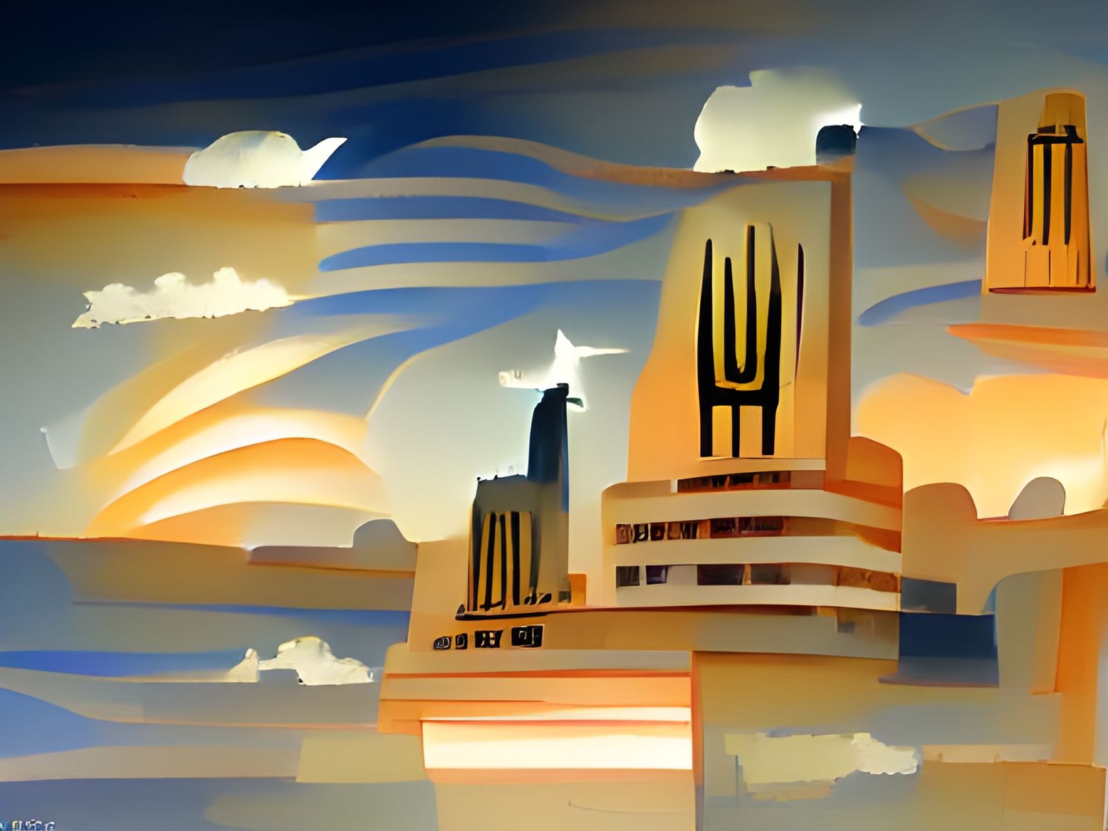 Art Deco Skyline at Dusk