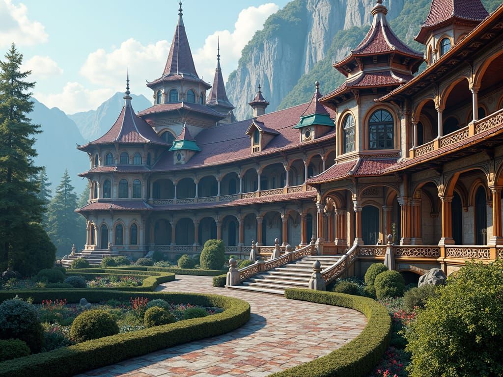 Majestic Temple Complex Inspired by Magic Schools in 8K