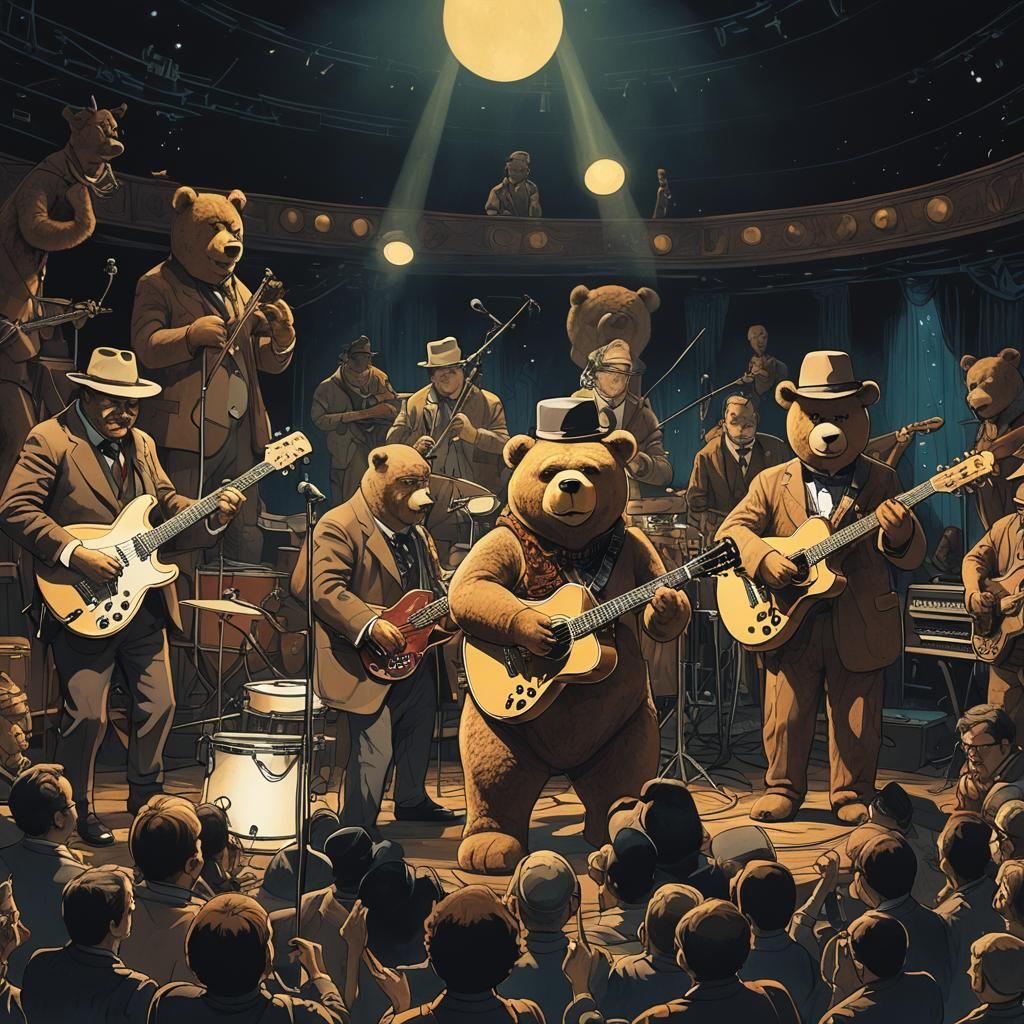 Roosevelt's Teddy Bear Punk Band in Moebius Style