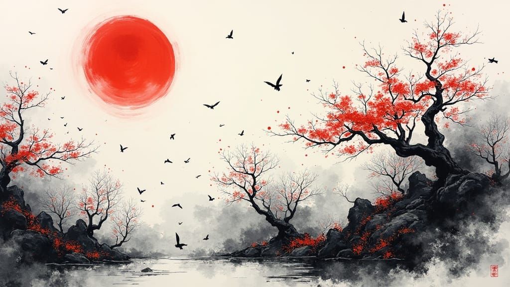 Vibrant Suminagashi Ink Abstraction