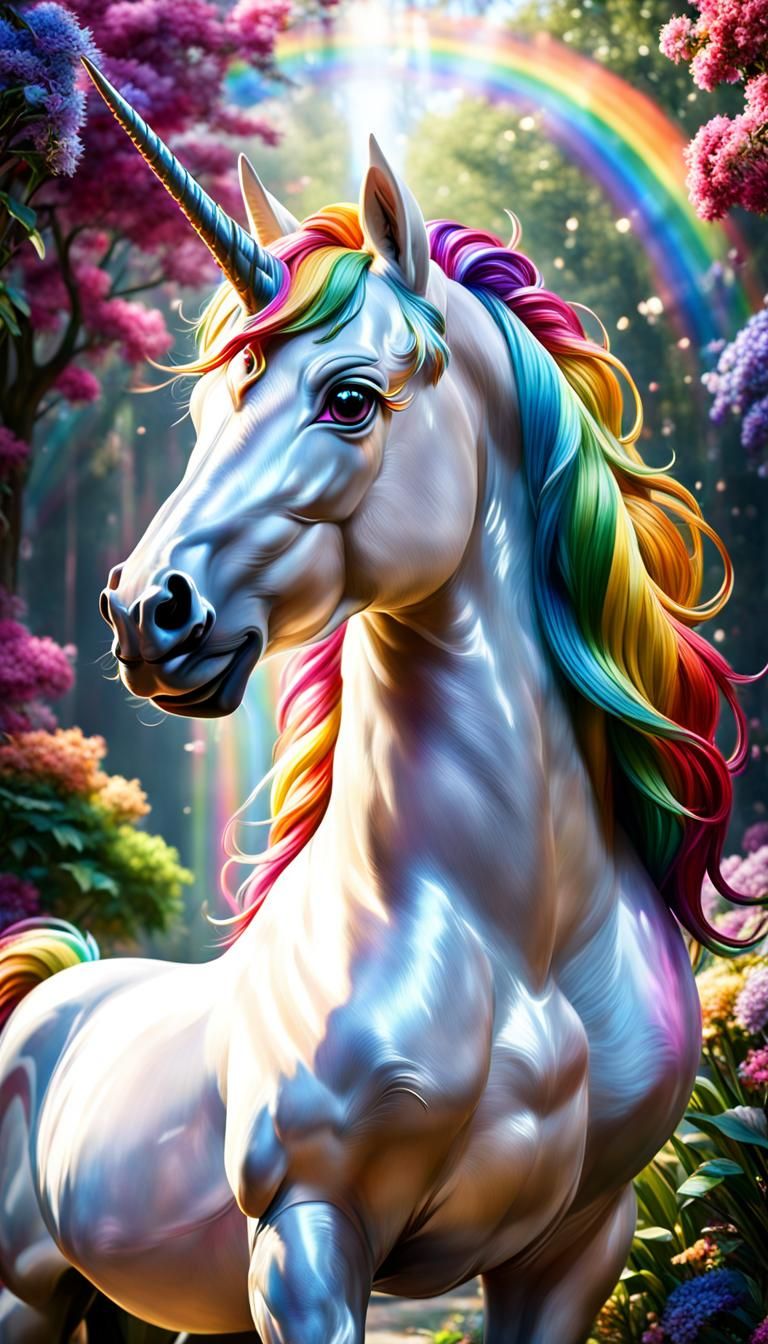 Radiant Rainbow Unicorn in Full Bloom
